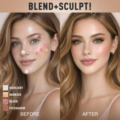 Nunuda Eyes & Cheeks Palette blush-rosy swatch provides a natural, everyday flush