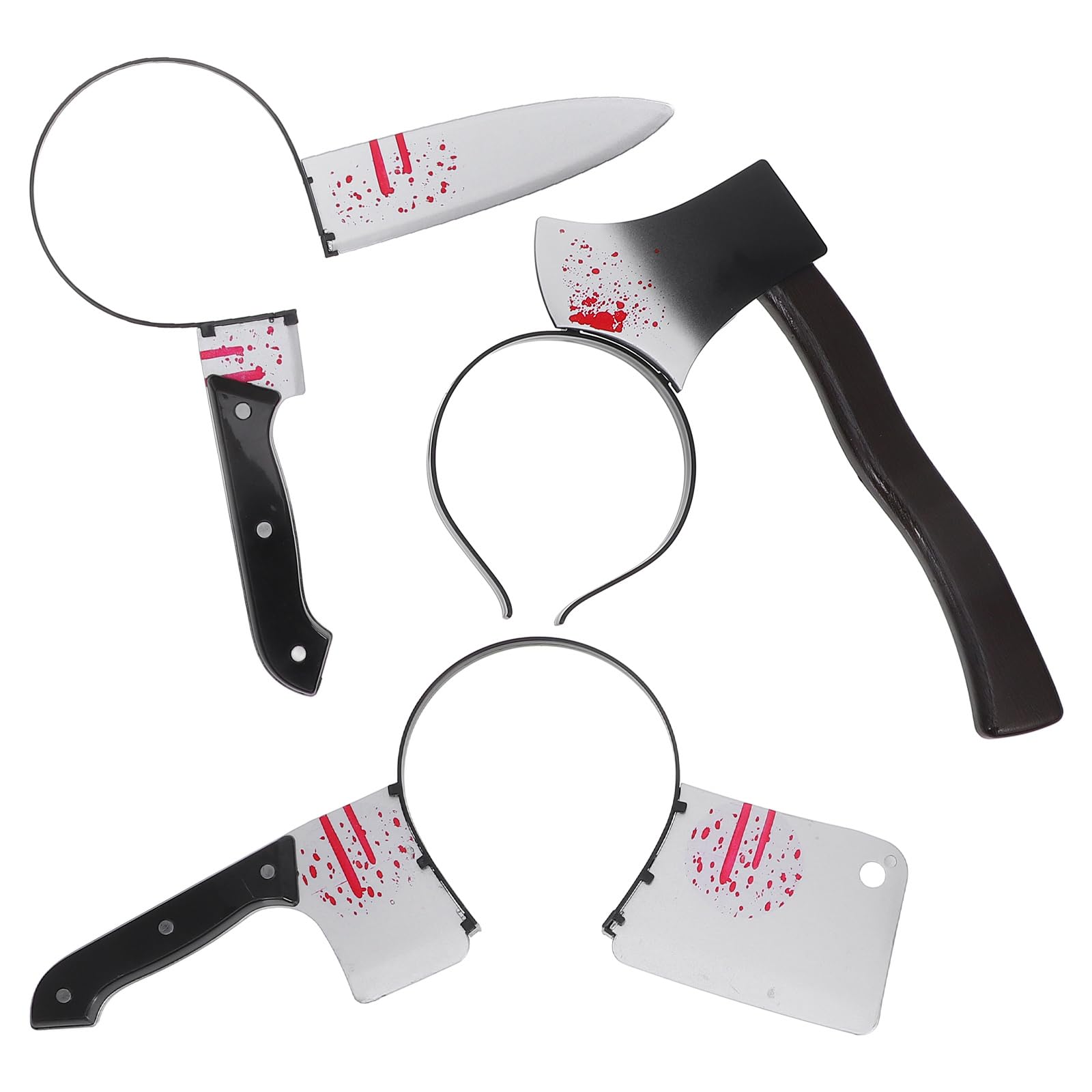 NUOBESTY Halloween headband knife through head details for spooky costume