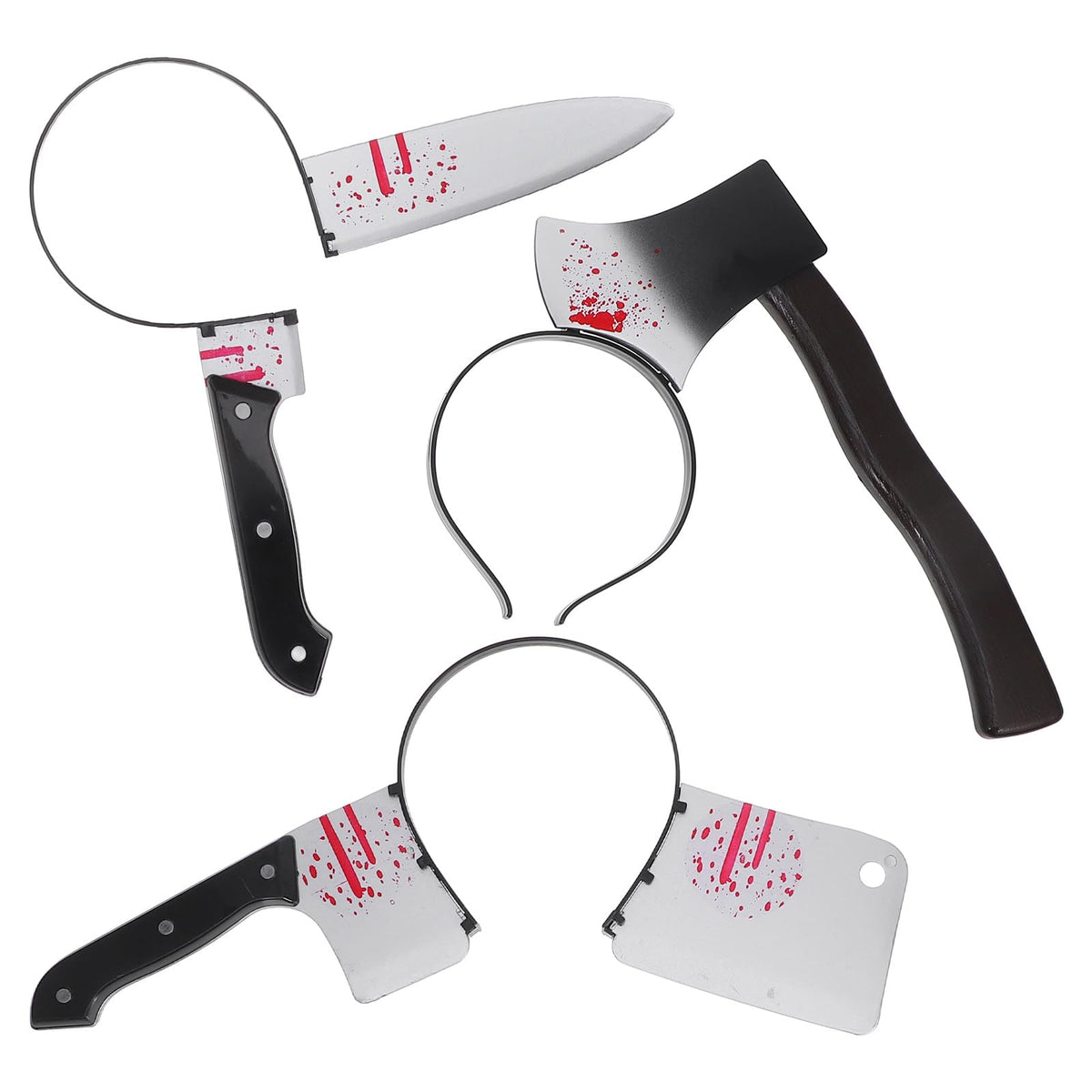 NUOBESTY Halloween headband knife through head details for spooky costume