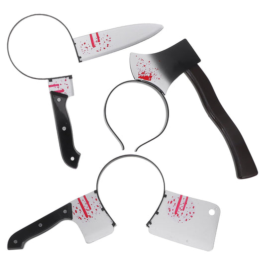 NUOBESTY Halloween headband knife through head details for spooky costume