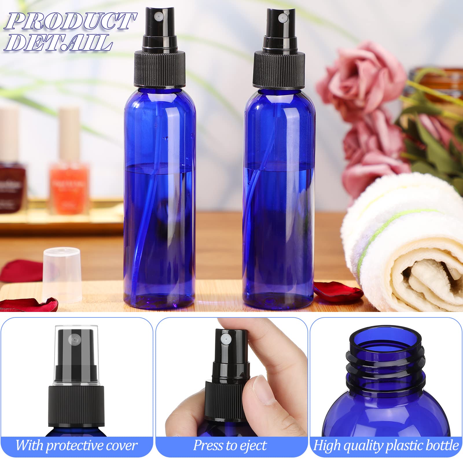 Nuogo travel-size blue bottles, perfect for on-the-go cosmetics.