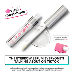 NuOrganic Cosmic Brow serum brush application along natural brow line for definition.