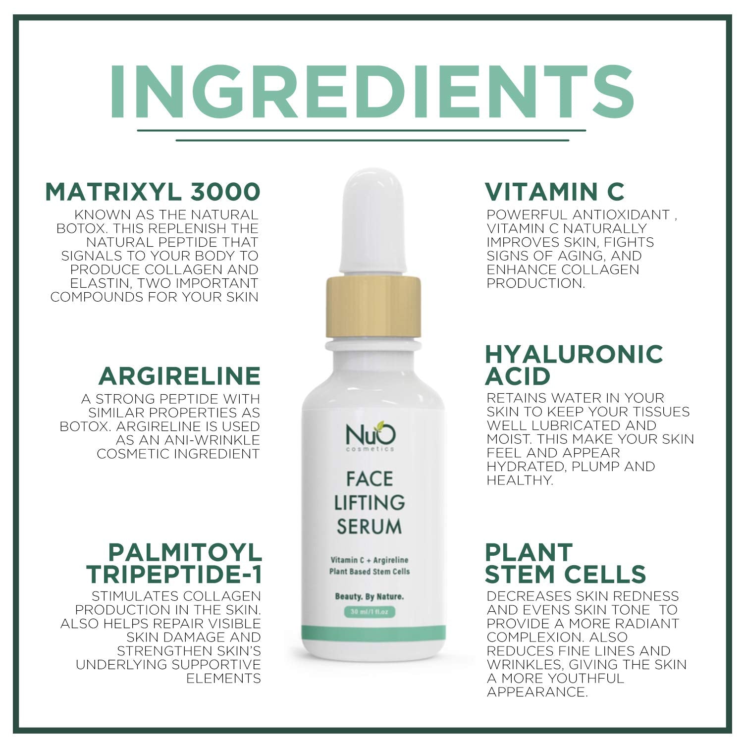 NuOrganic Face Lifting Serum dropper applying product for even absorption