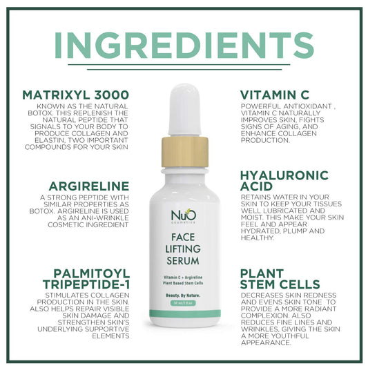 NuOrganic Face Lifting Serum dropper applying product for even absorption