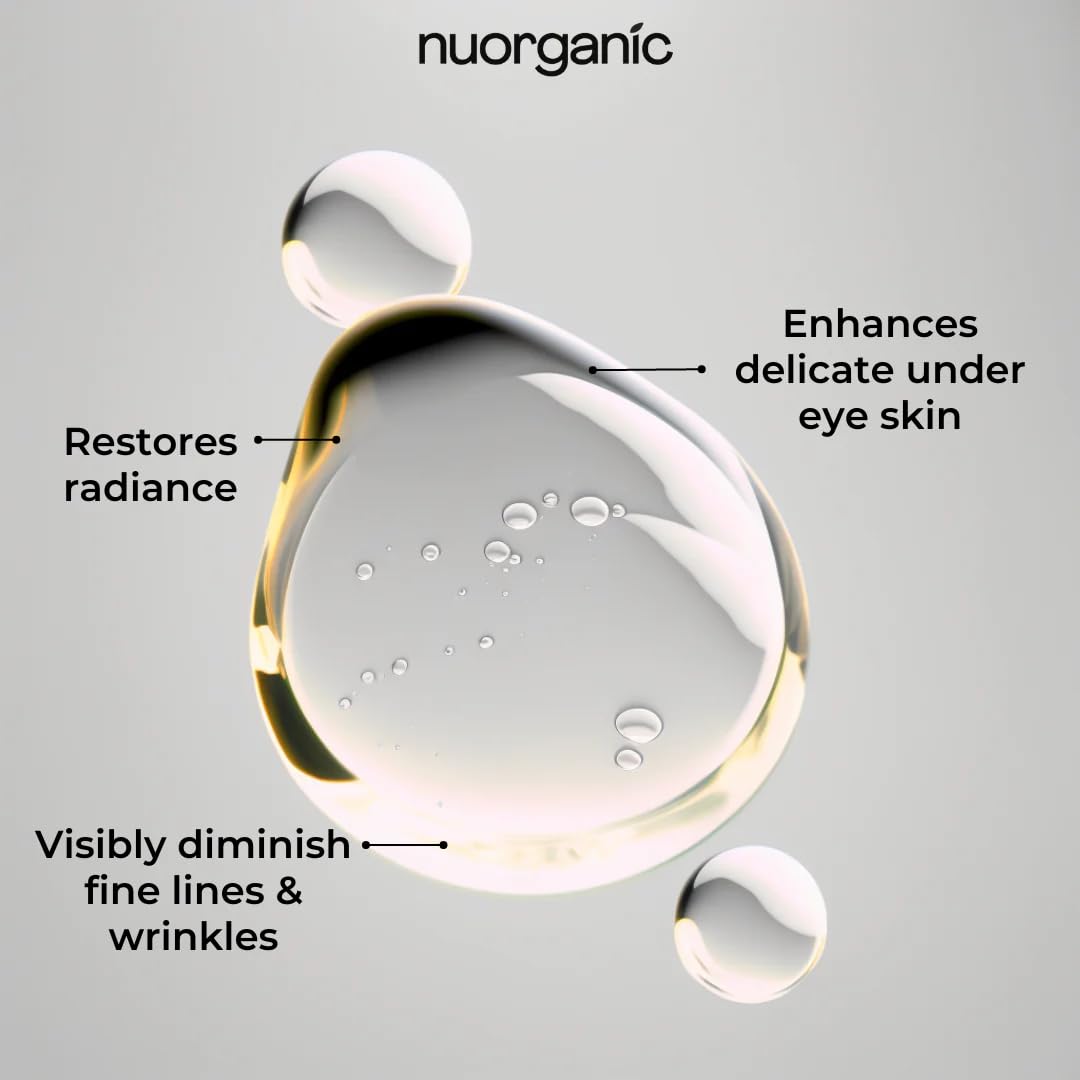 NuOrganic Perfect Eye Serum dispenser pump visible, ready for precise under-eye use.