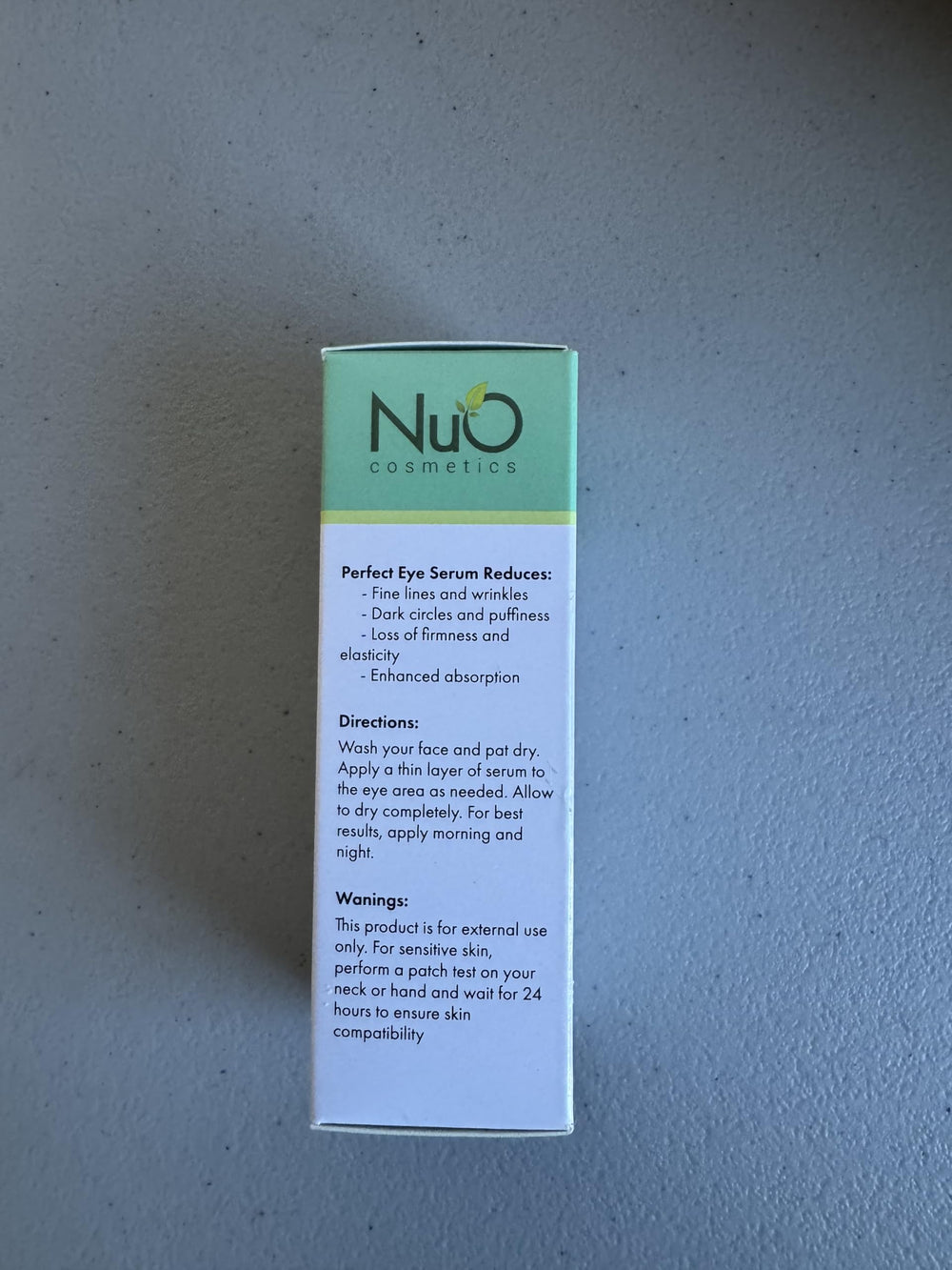 NuOrganic Perfect Eye Serum features patented PhytoCellular science for skin support.