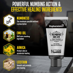 Nupharmco Arnica Emu Oil blend used for soothing skin during application