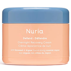 Nuria Defend overnight cream bottle closeup highlighting hydration for the skin