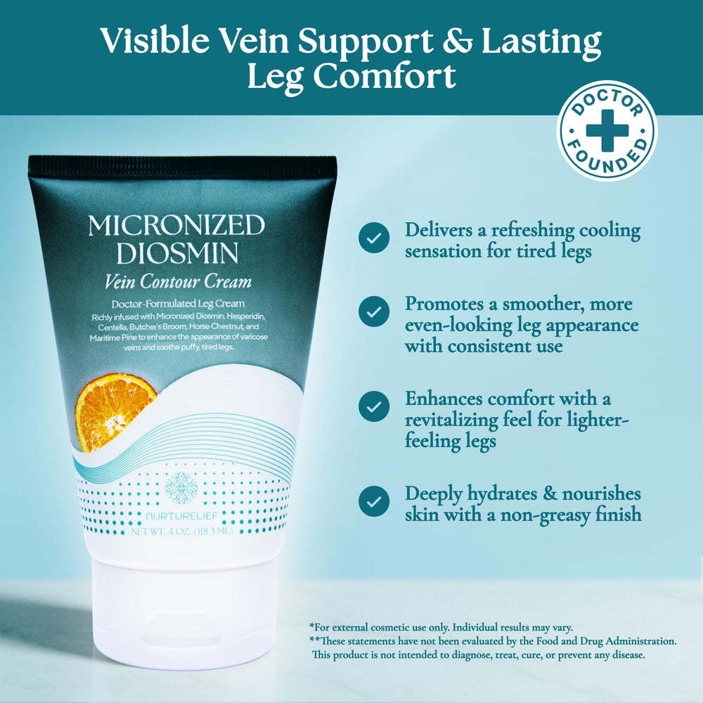 Nurturelief Spider Veins Cream closeup showing rejuvenating botanicals for leg comfort