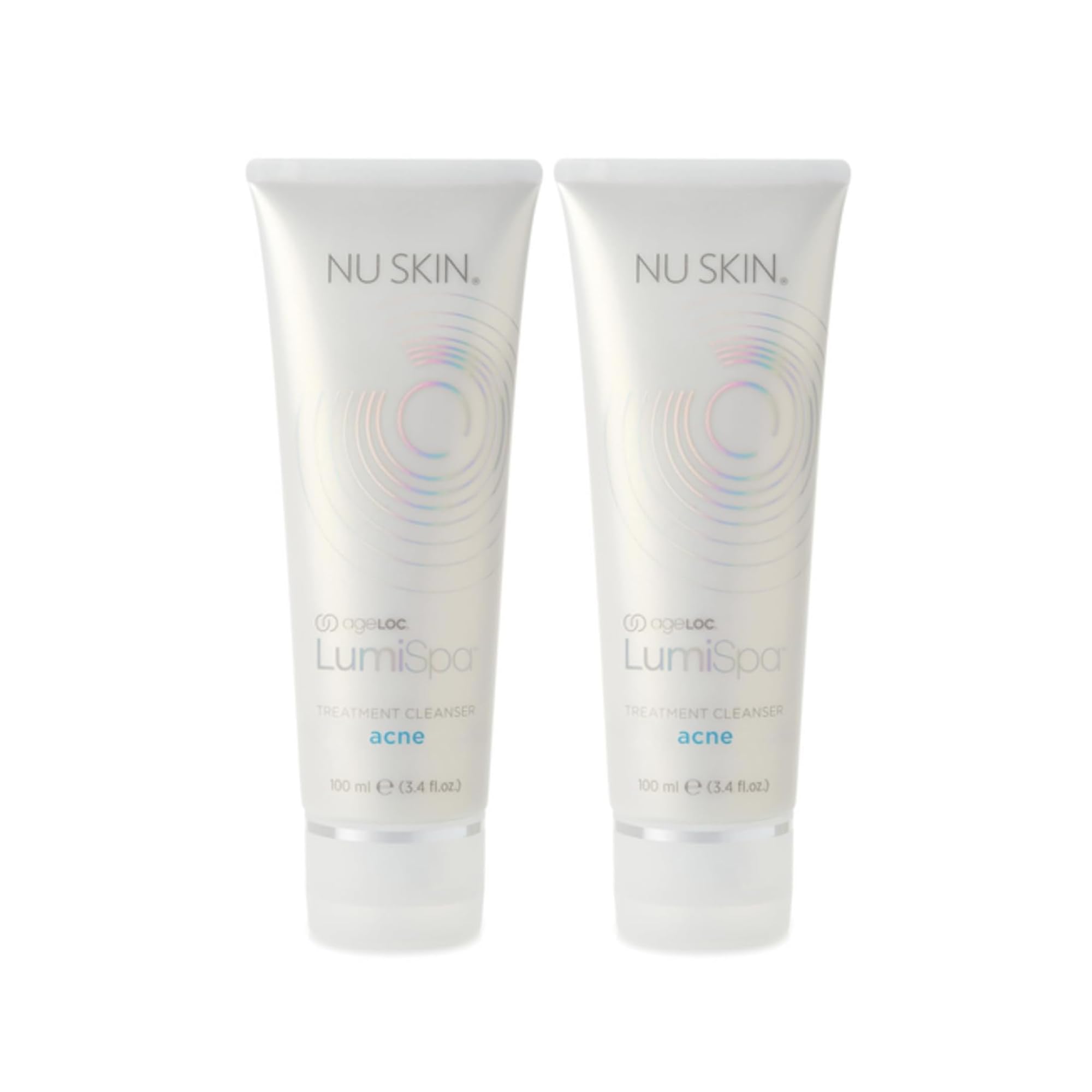 Nu Skin ageLOC LumiSpa cleanser bottle showing a deep cleanse for balanced skin