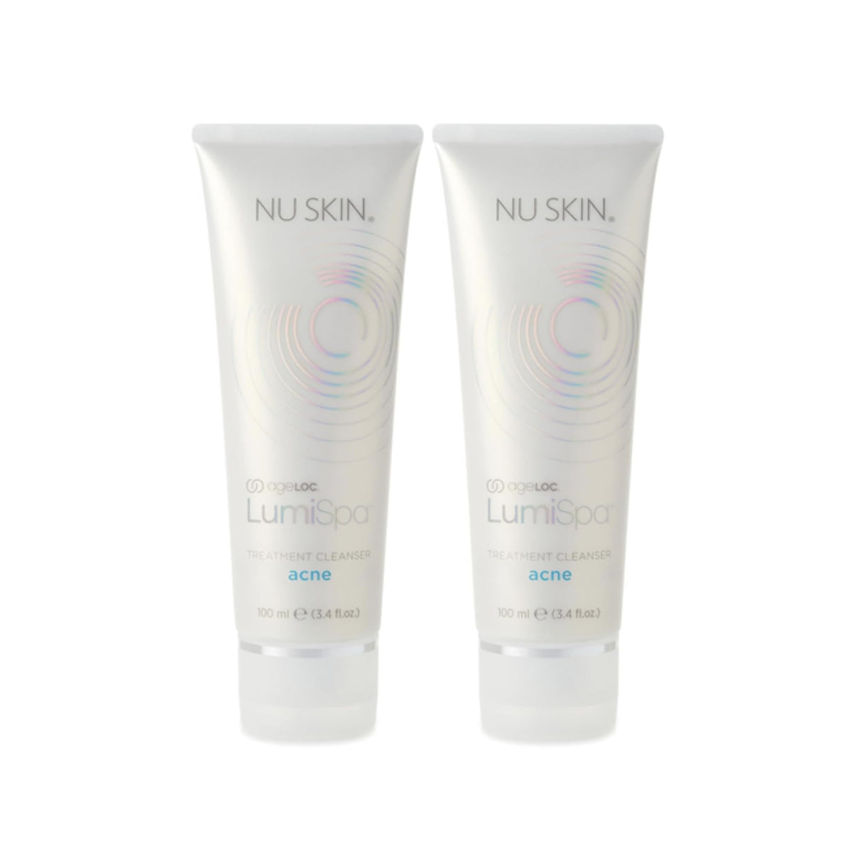Nu Skin ageLOC LumiSpa cleanser bottle showing a deep cleanse for balanced skin