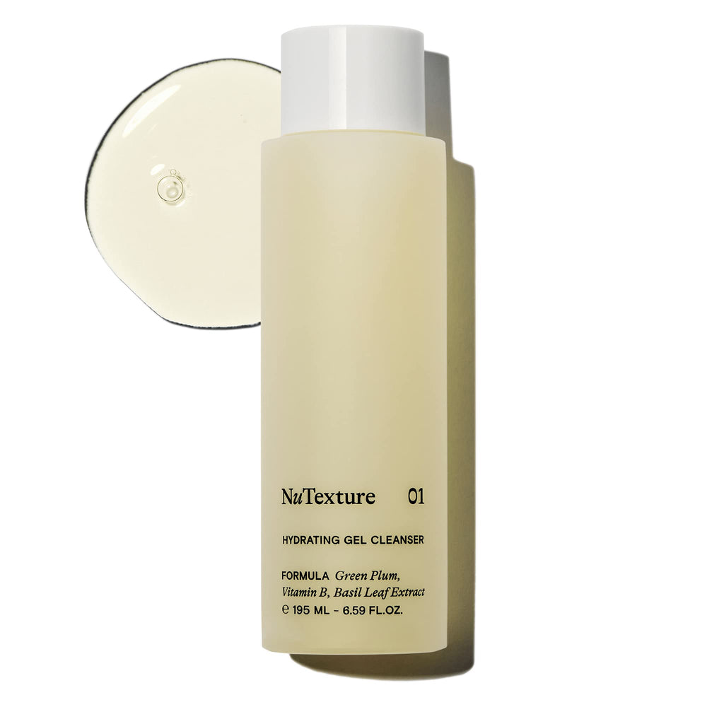 NuTexture Hydrating Gel Cleanser bottle hero showcases premium packaging