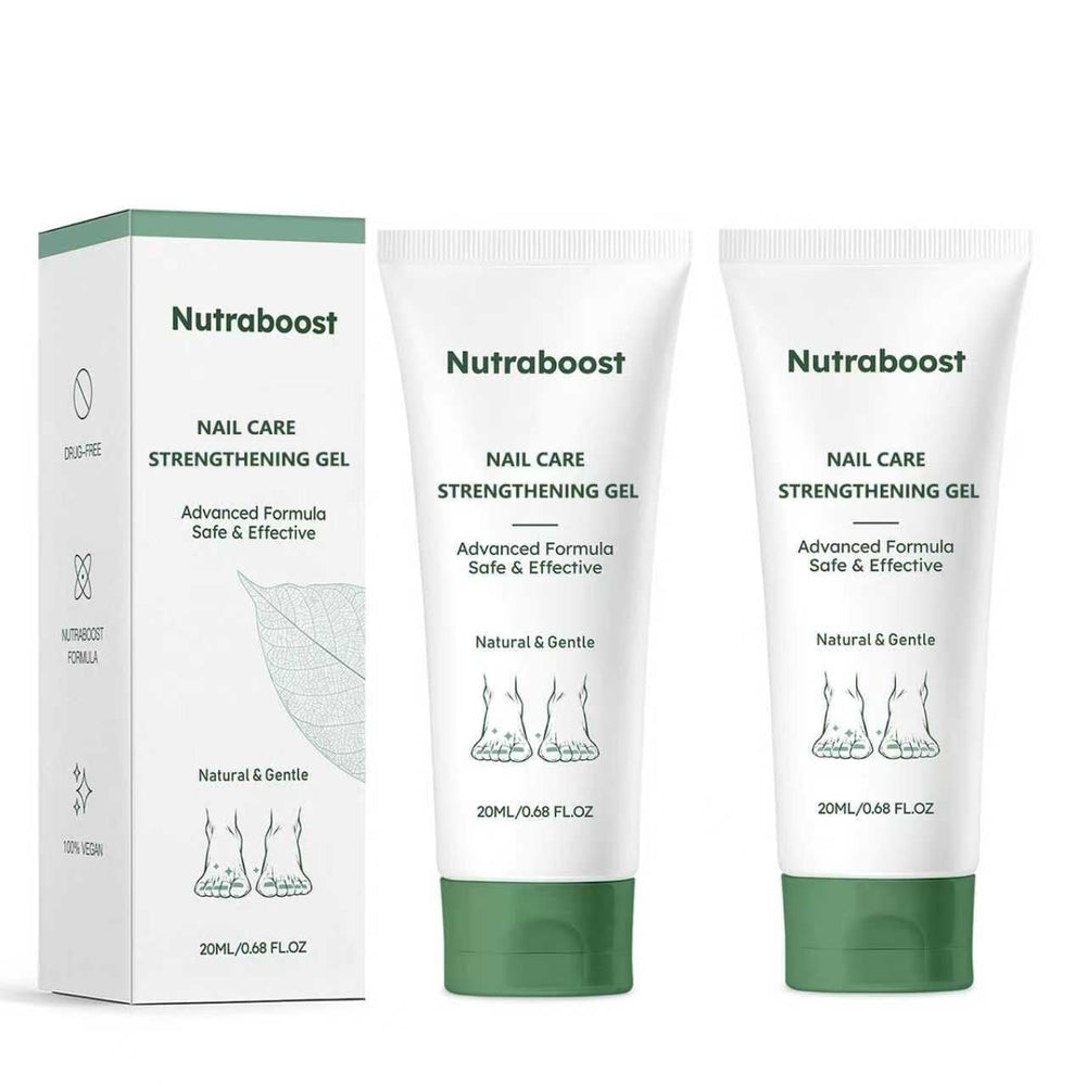 Nutraboost natural nail care gel bottle front for convenient hydration.