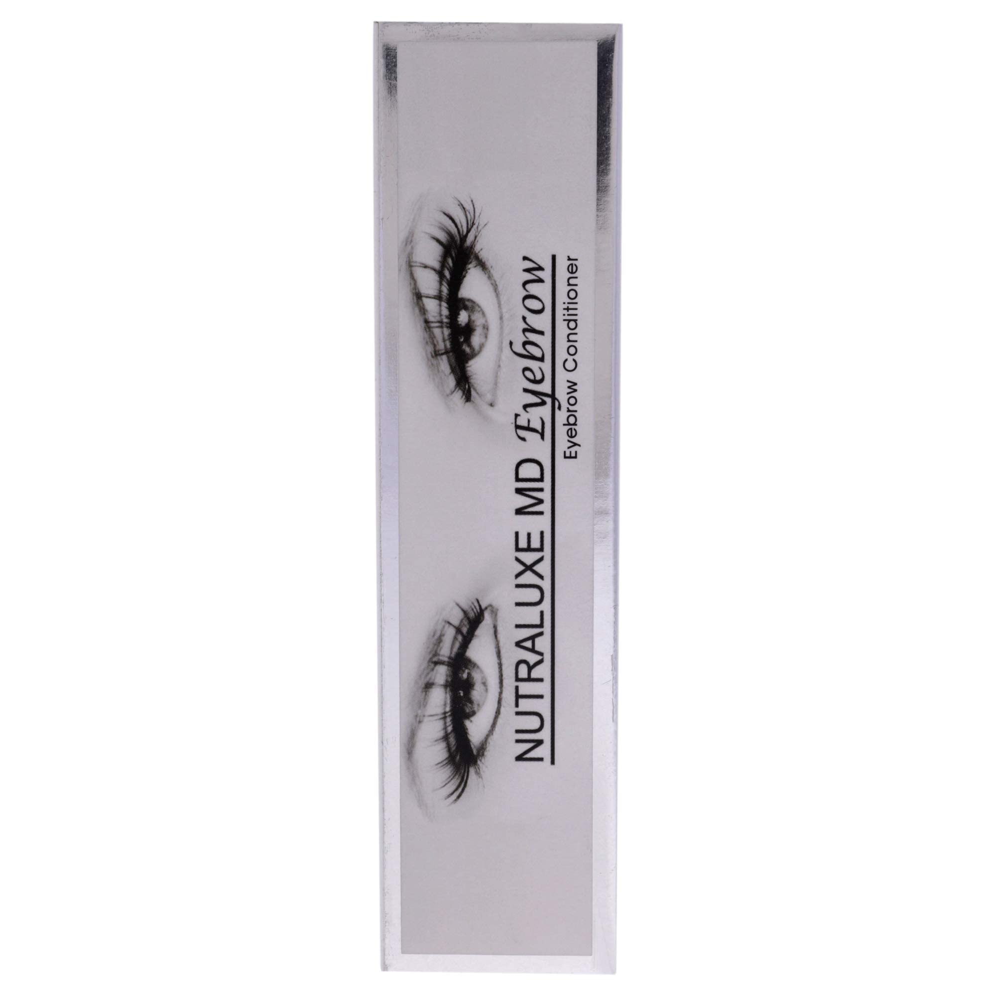 NutraLuxe MD Eyebrow Conditioner packaging label indicates fragrance-free and alcohol-free formula