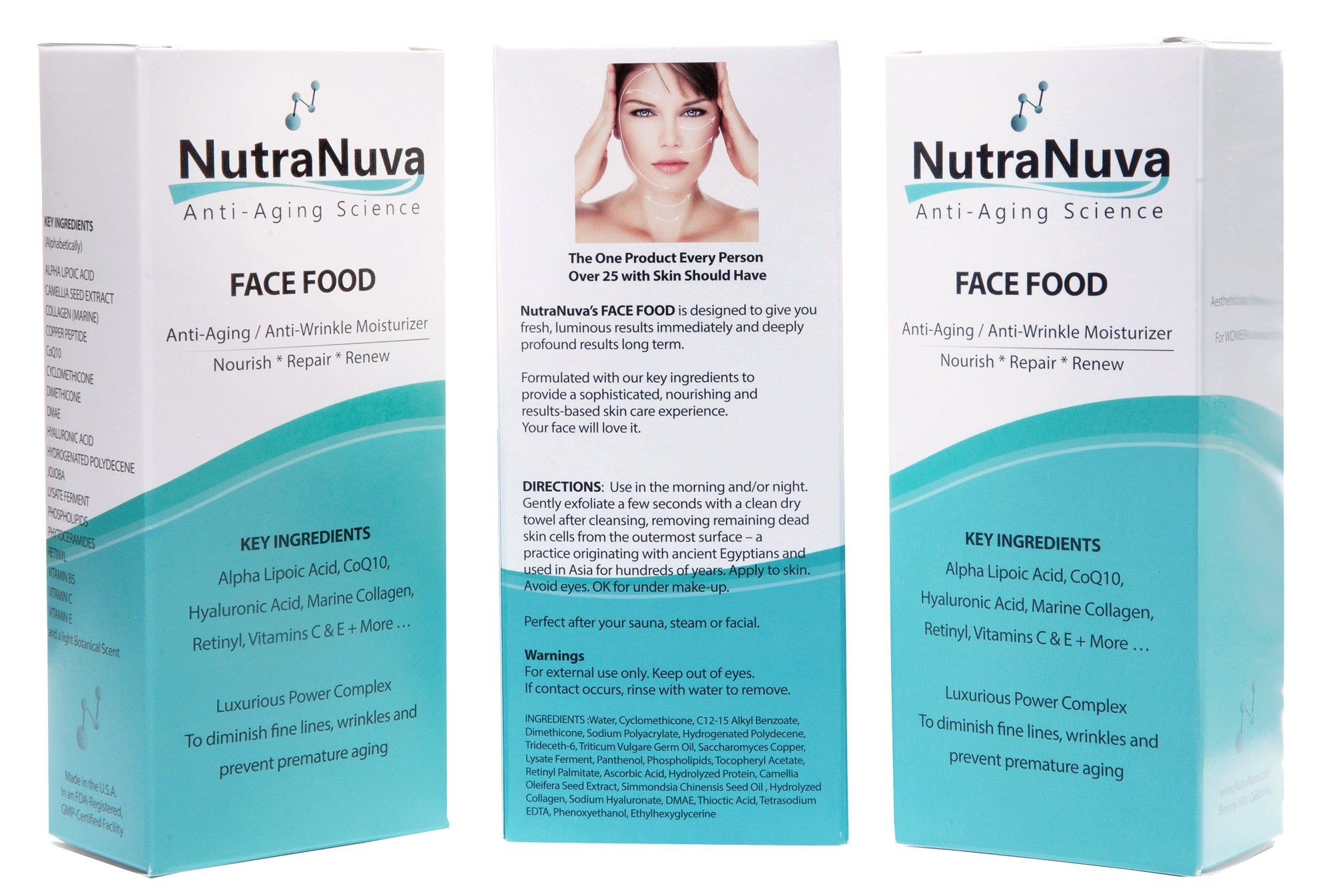 NutraNuva day moisturizer spread on face for daily radiance