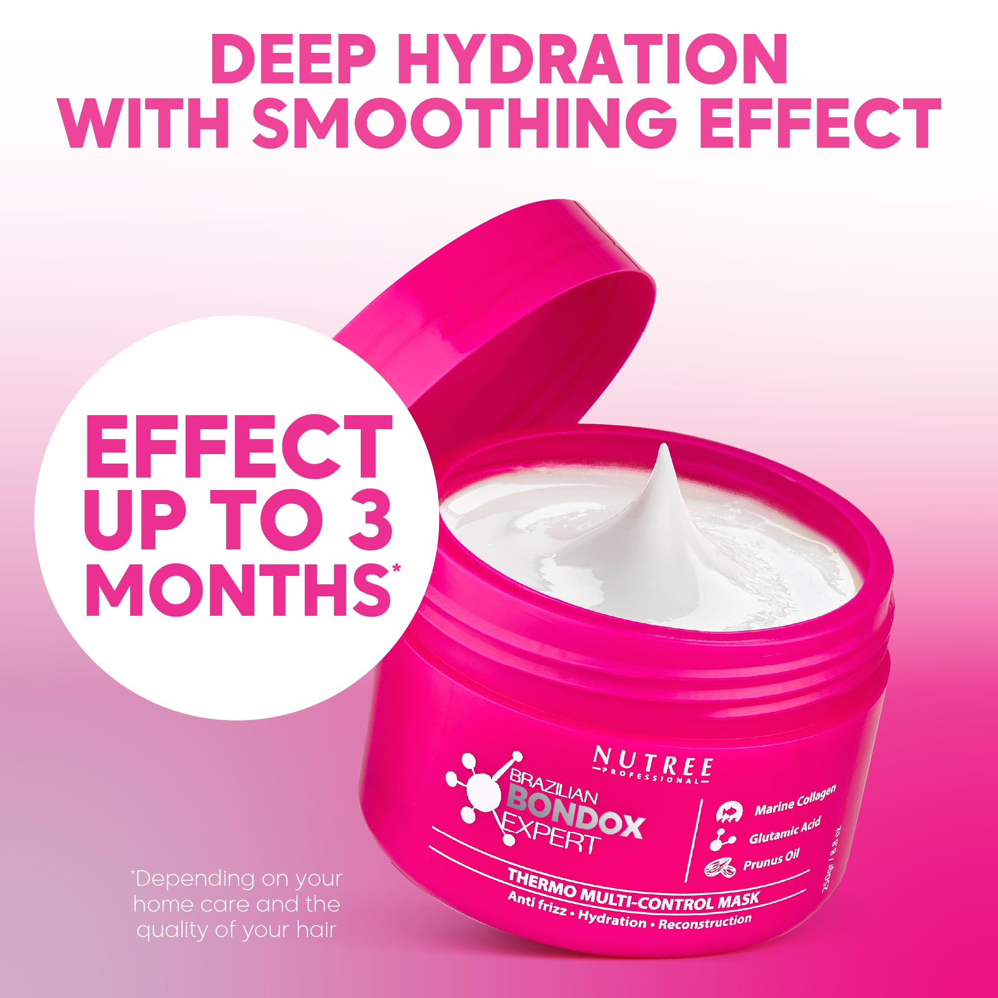 Nutree Professional Brazilian Bondox formula label closeup highlighting nourishing oils.