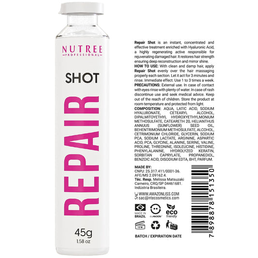 Nutree Professional Keratin Shot ampoule image emphasizing repair and strength