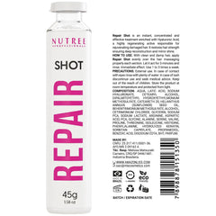 Nutree Professional Keratin Shot ampoule image emphasizing repair and strength