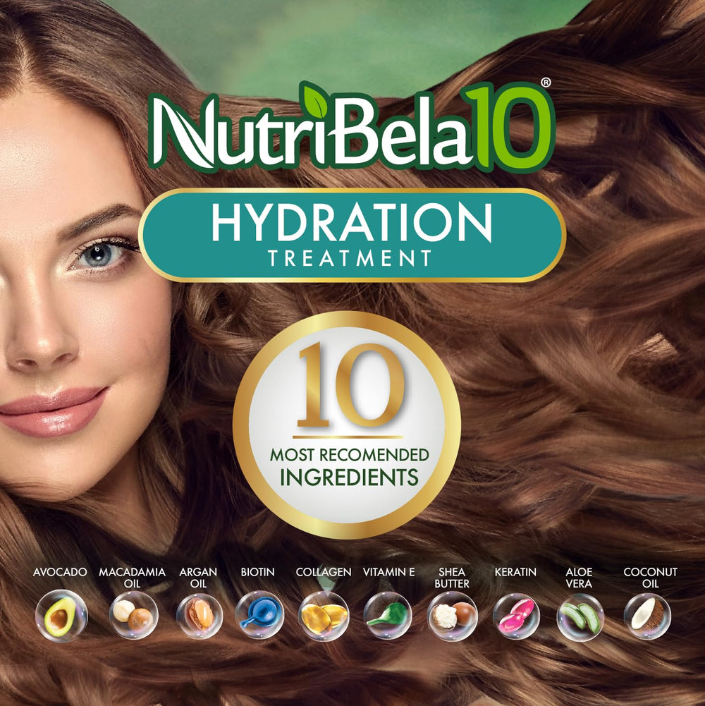 NUTRIBELA10 coconut oil component aiding frizz control.