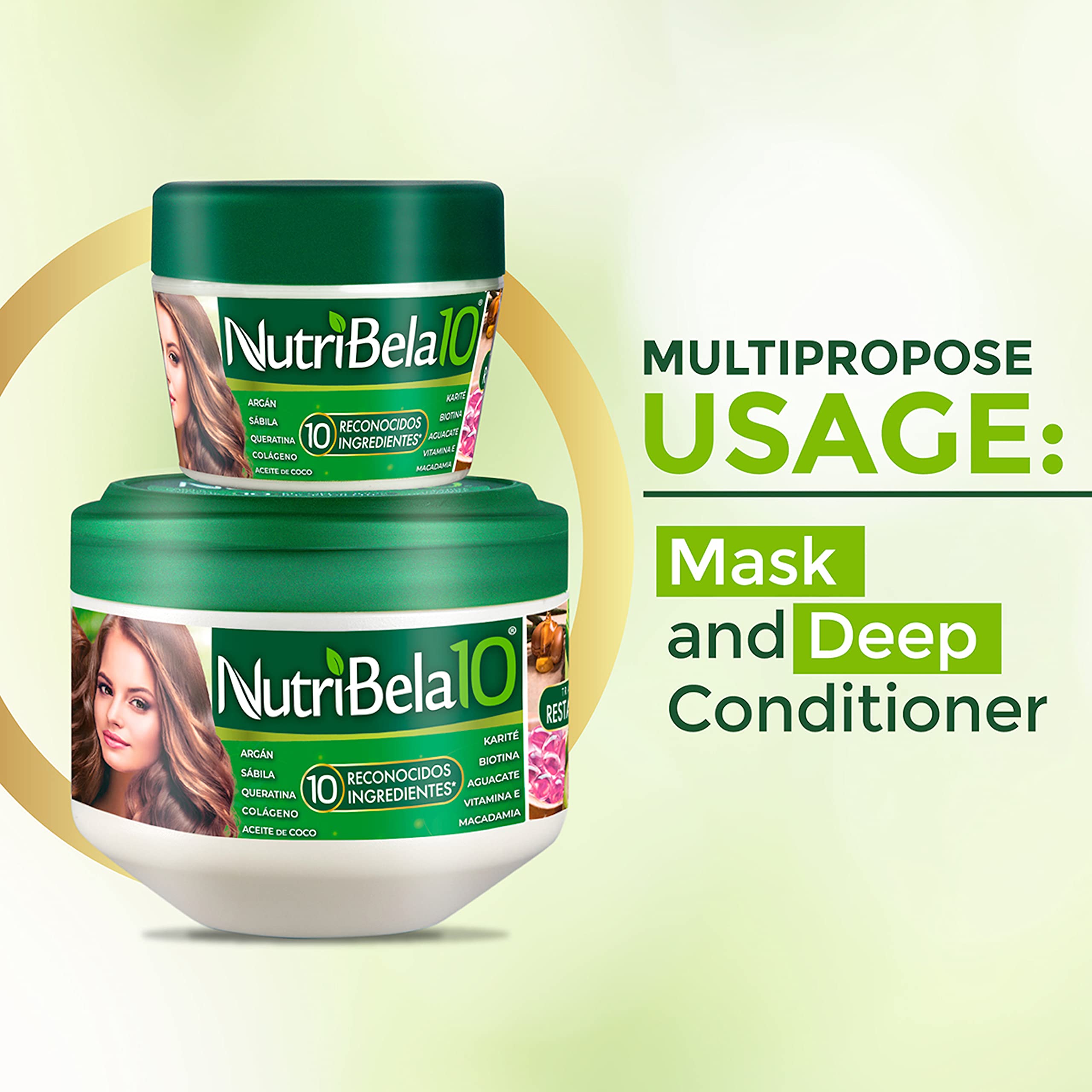 NUTRIBELA10 coconut oil treatment helps tame frizz and protect hair