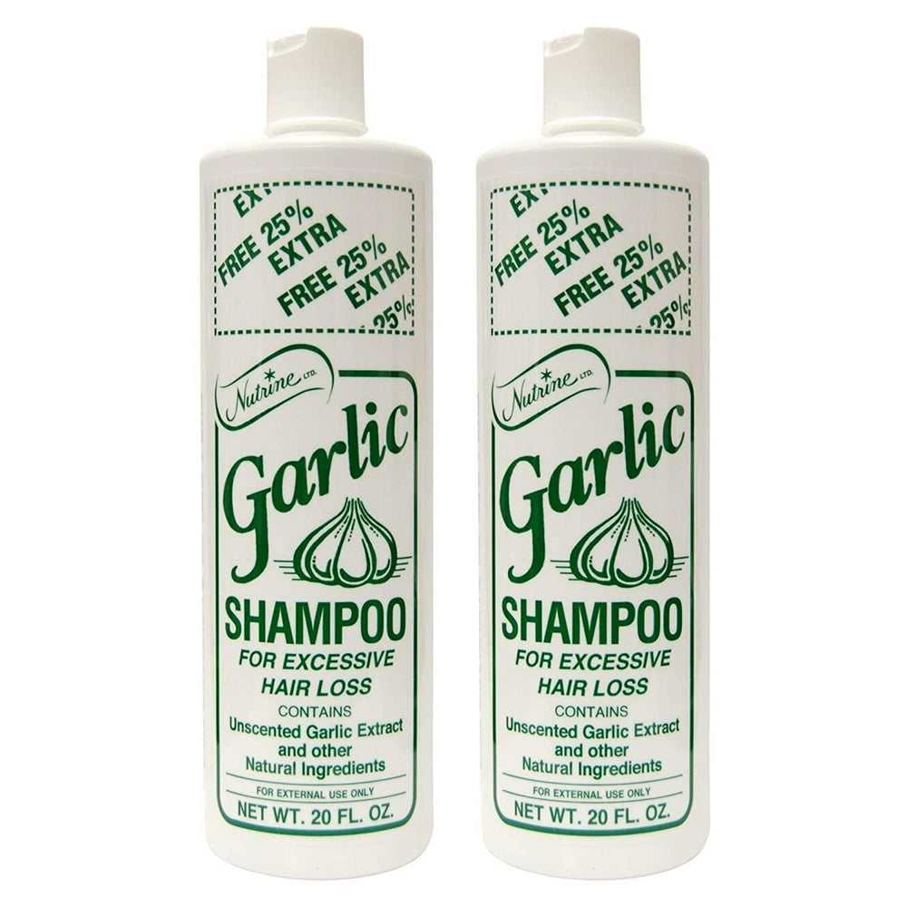 Nutrine Garlic Shampoo Unscented 20oz bottle front view promotes clean scalp care.