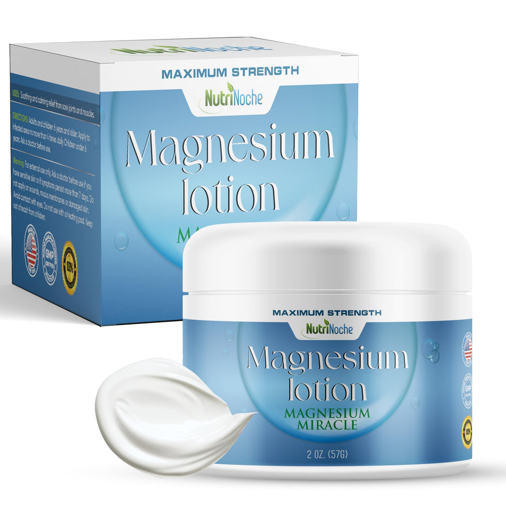 USA-made NutriNoche Magnesium Lotion packaging signals quality.