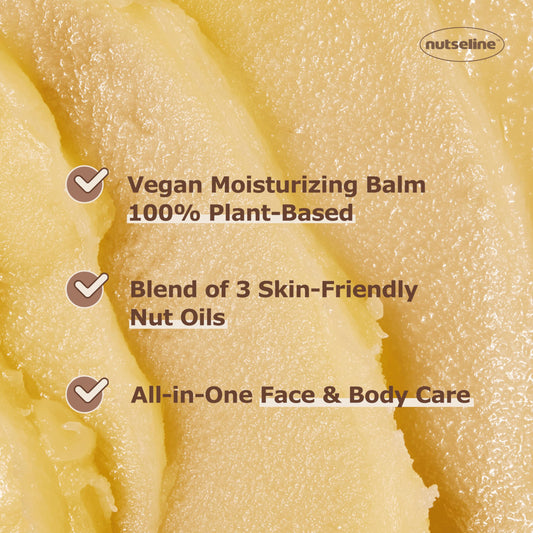 Nutseline Super Nut Balm texture close-up showing hydrating formula for daily comfort.