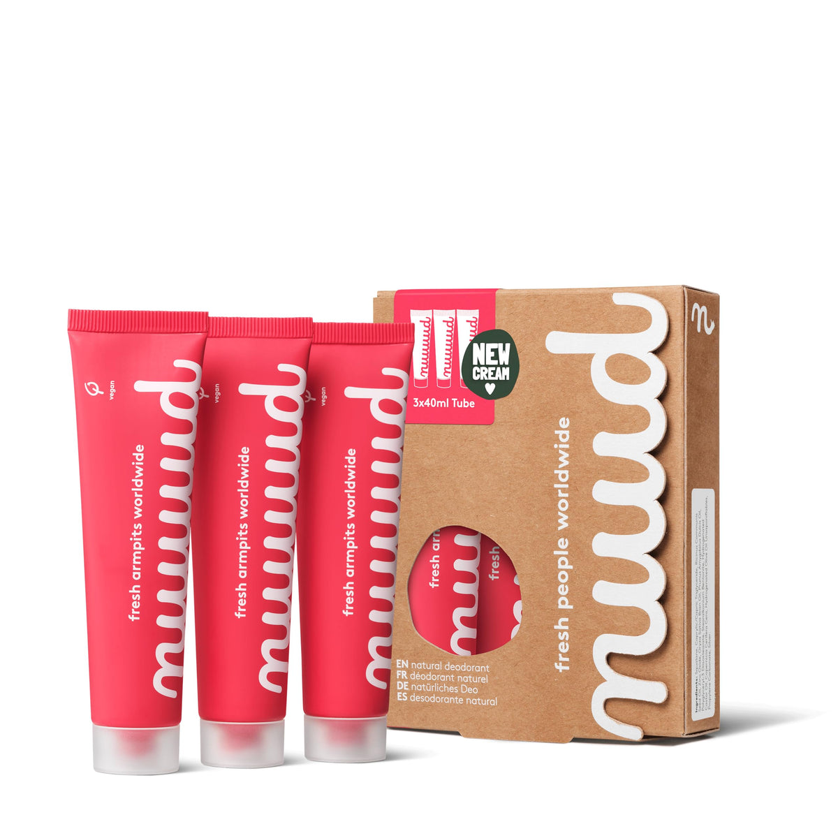 Nuud xXL Pack 3x40ml pack shot showing compact, long-lasting natural deodorant.