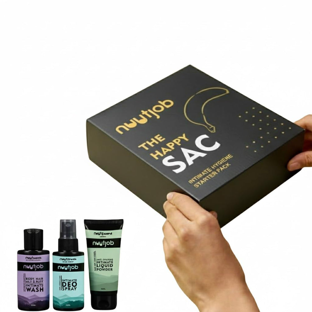 NUUTJOB Happy Sac gift-set intimate wash bottle, refreshing daily cleansing for him.