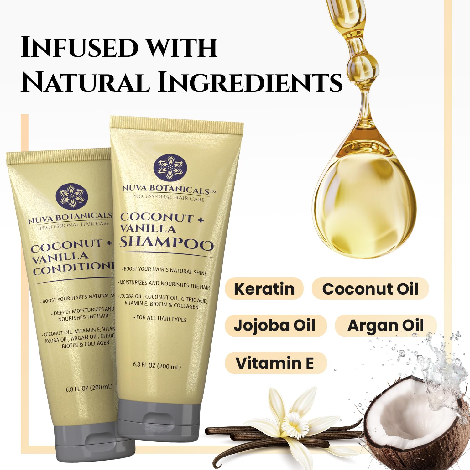 Nuva Botanicals Biotin-Collagen Shampoo application promotes thicker-looking hair.
