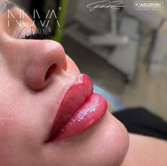Nuva Colors PMU lip pigment vegan and USA-made packaging label.