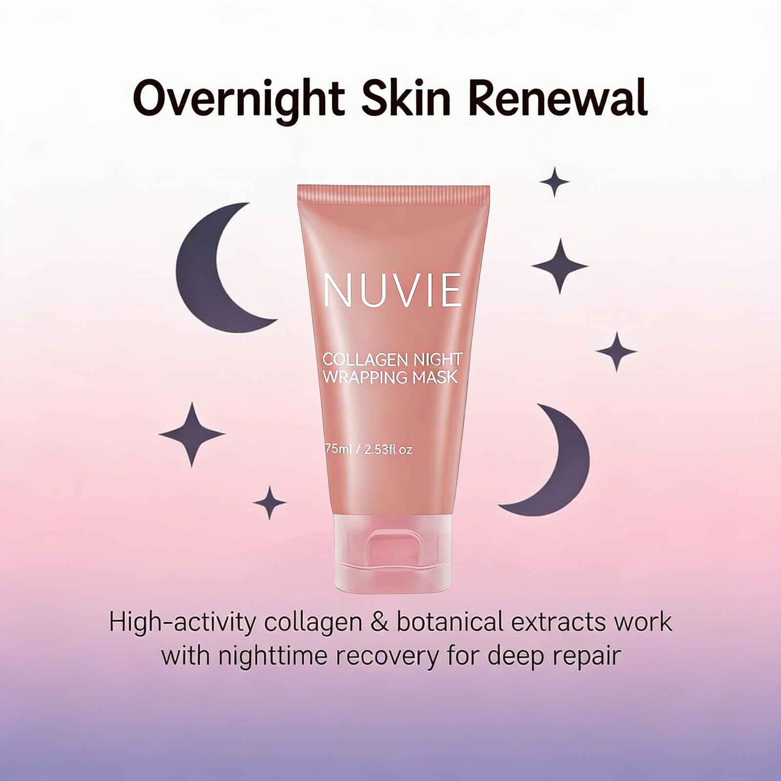 Nuvie collagen overnight peel mask brush enables smooth, even coverage