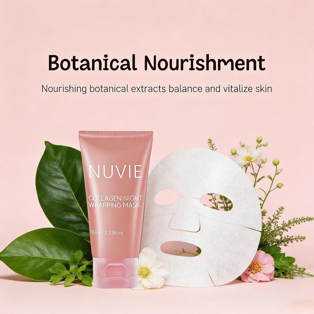 Nuvie collagen overnight peel mask dry layer demonstrates gentle peel off action