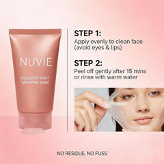 Nuvie collagen overnight peel mask texture closeup shows smooth surface