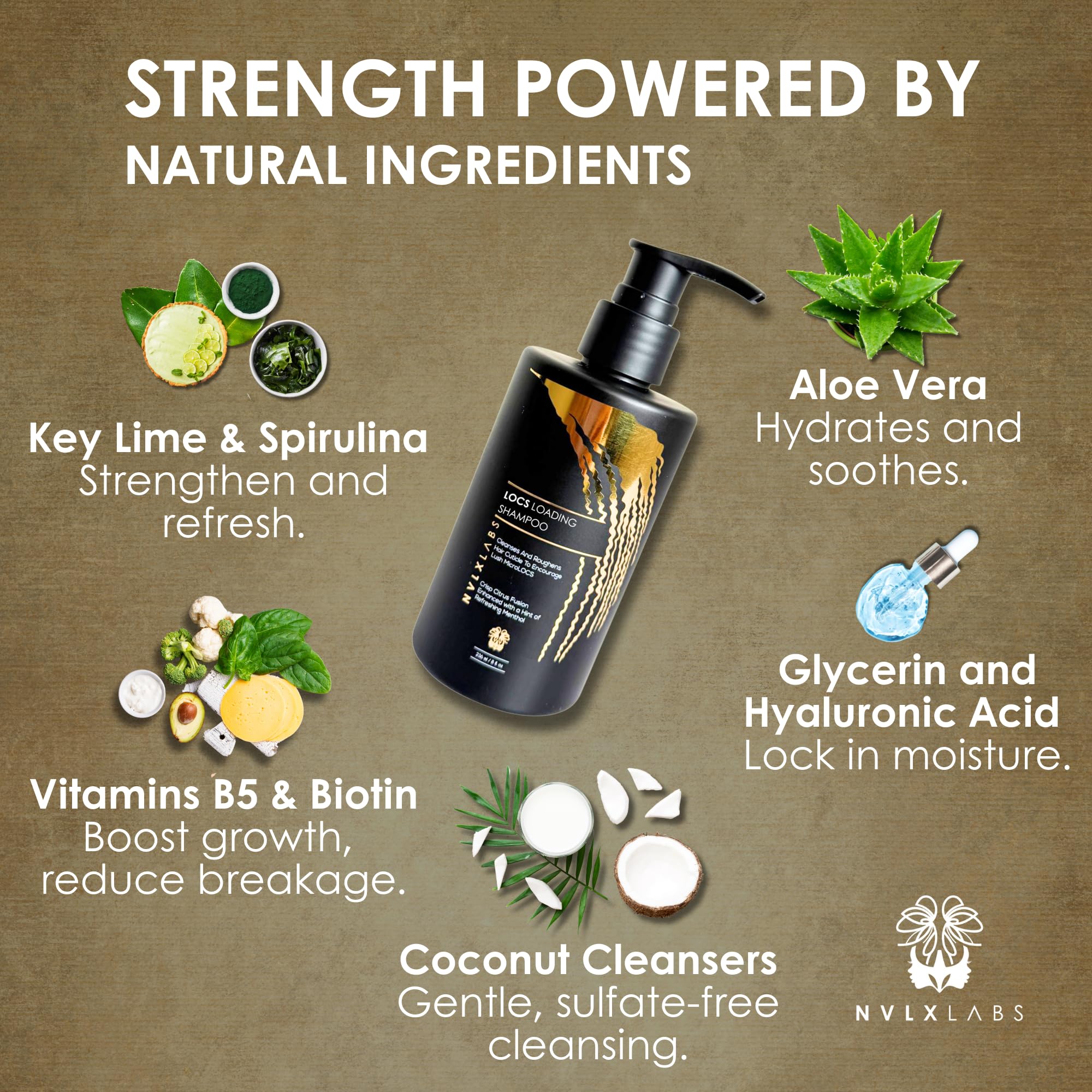NVLX LABS Locs Shampoo works for all loc types, from starter to mature.