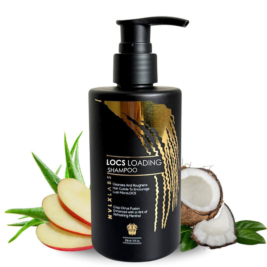 NVLX LABS Locs Shampoo bottle pour for a gentle daily cleanse of dreadlocks.