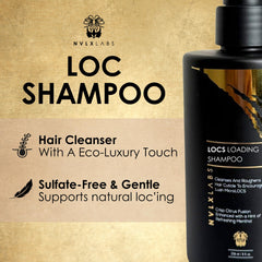 NVLX LABS Locs Shampoo creamy-lather demonstrates soft cleansing suitable for scalp and locs.