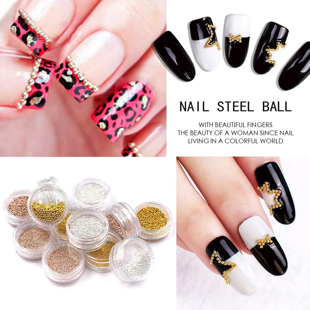 NW Mesiyun silver steel balls add subtle 3D shine to nails.