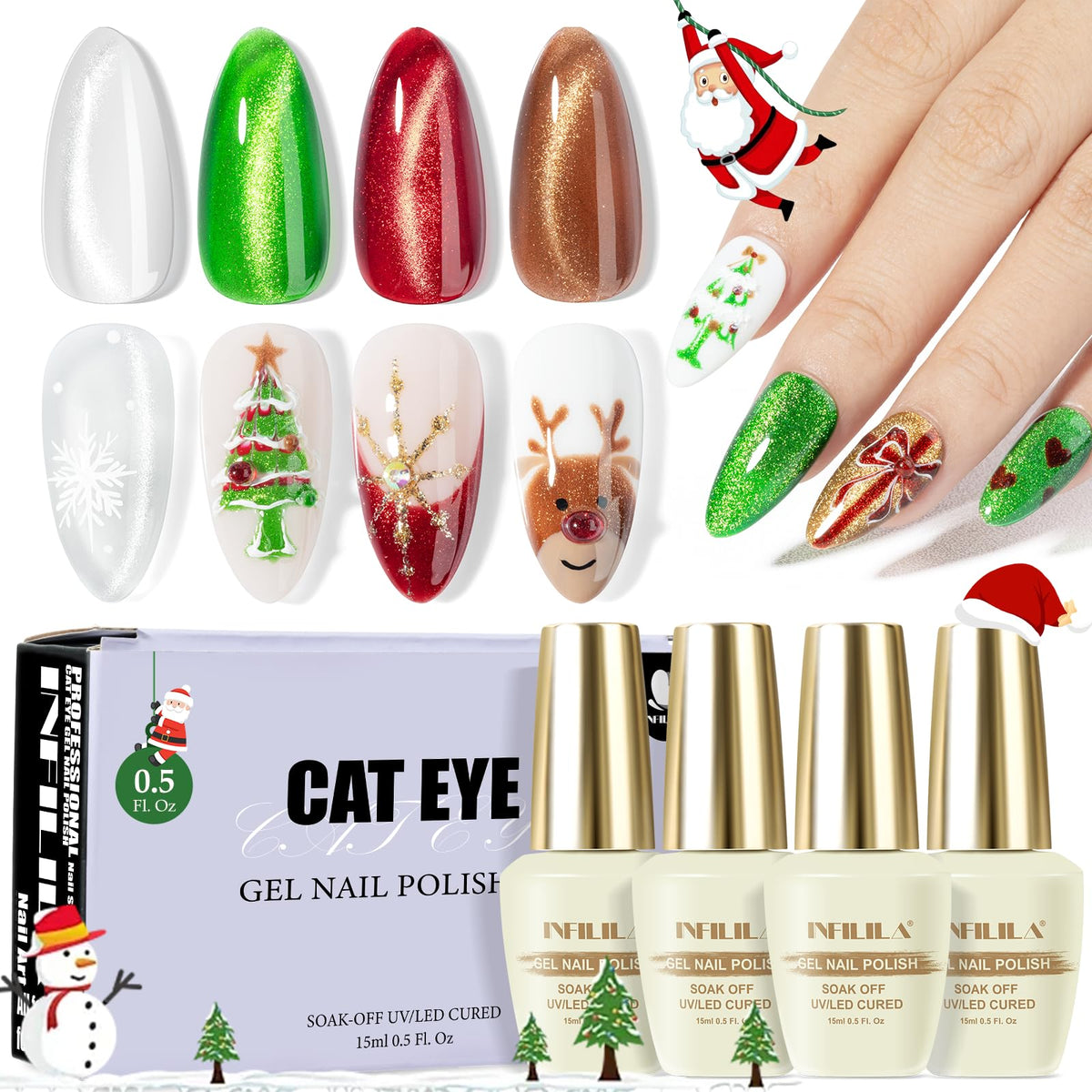 NXJ INFILILA Cat Eye Gel Nail Polish Set for DIY salon-quality nails