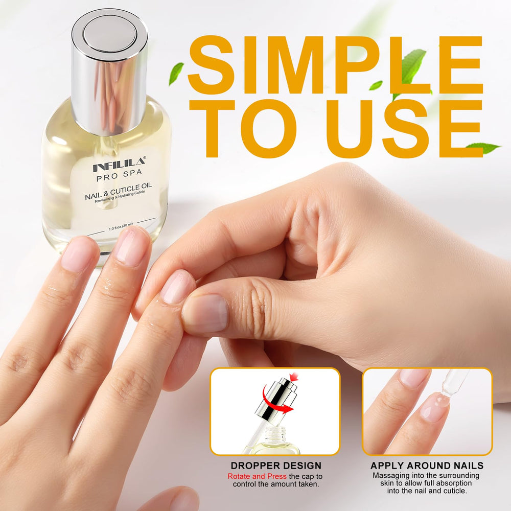 NXJ INFILILA applying oil to cuticles around nails for moisture.