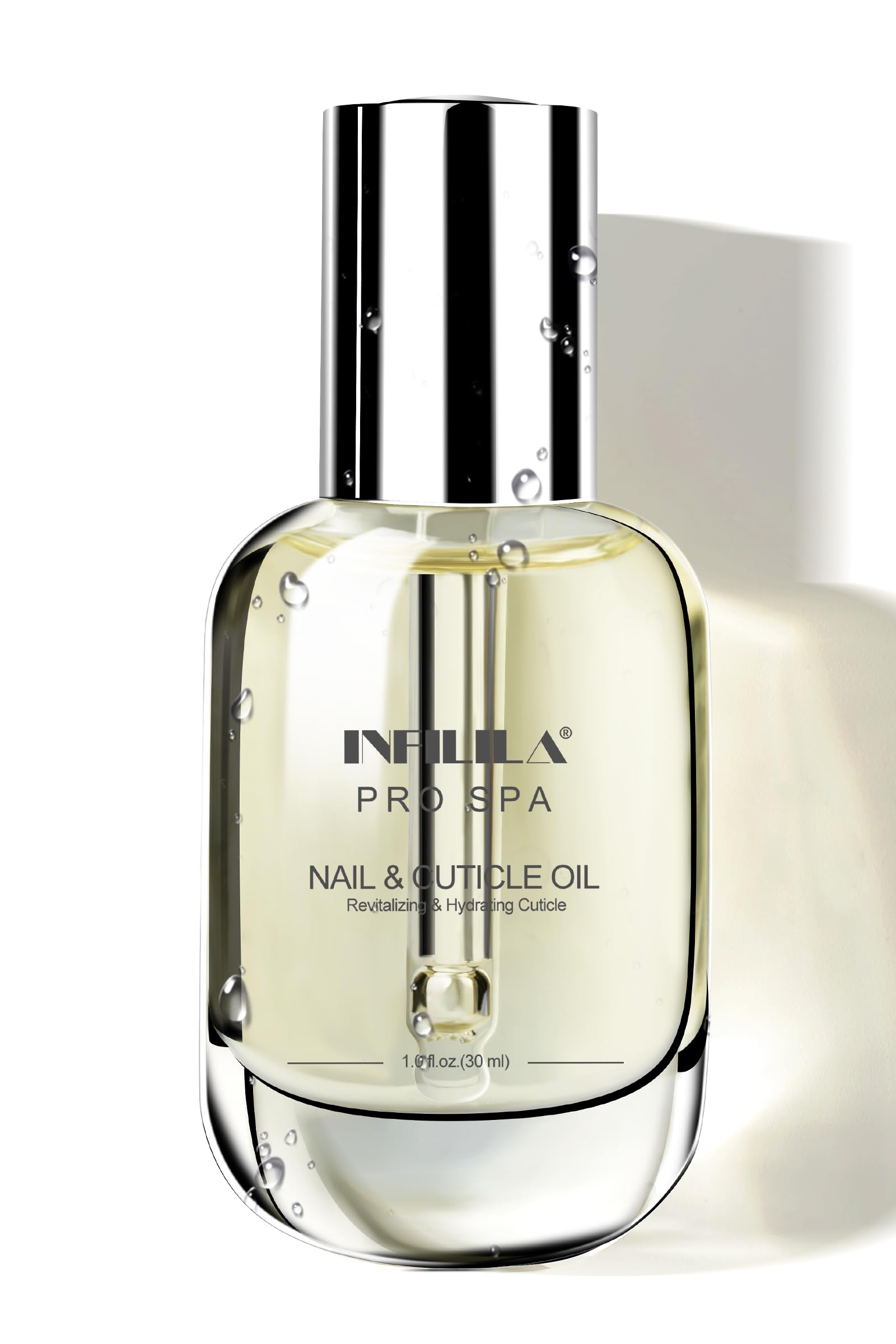 NXJ INFILILA cuticle oil bottle close-up for precise application.