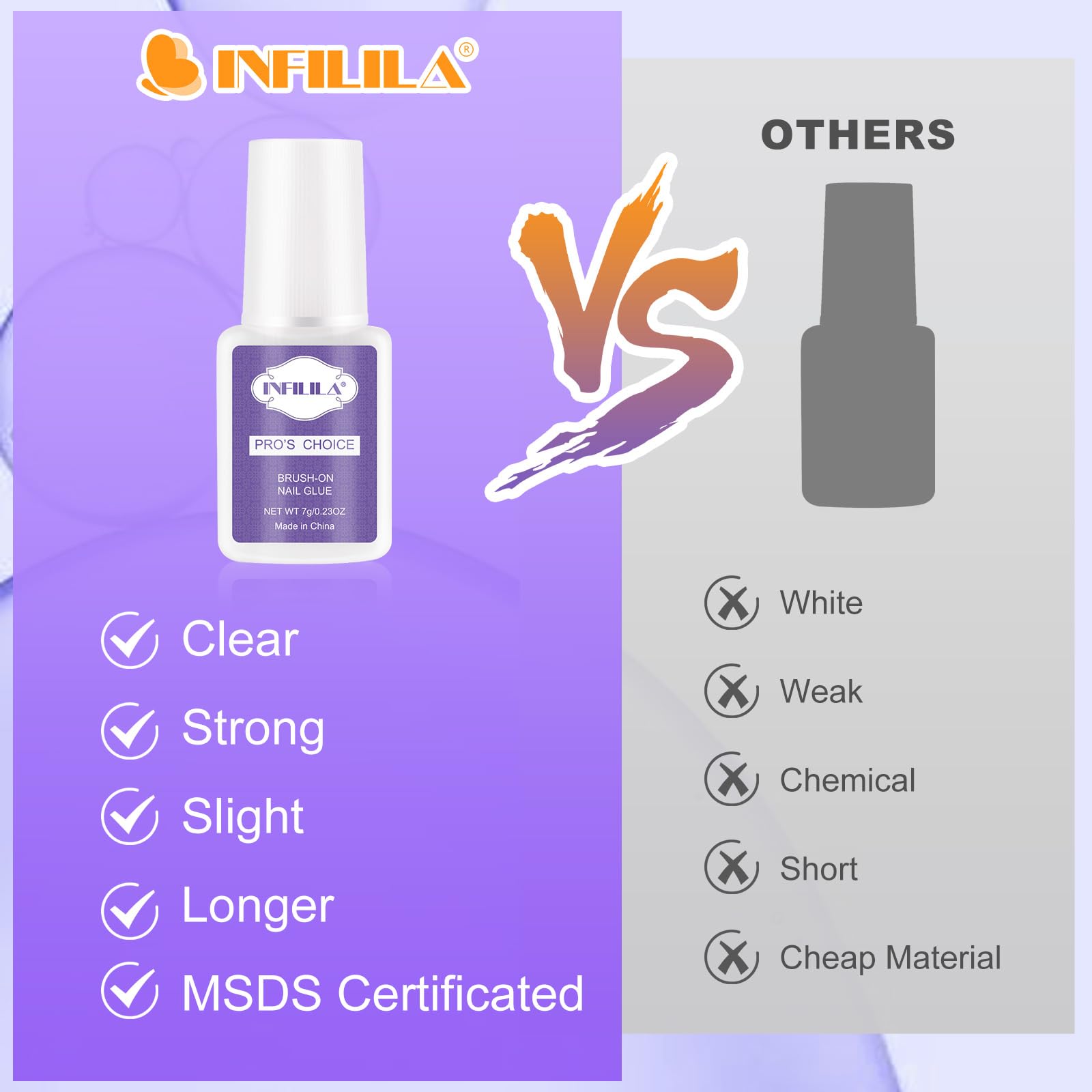 NXJ INFILILA fast-drying formula enables rapid bonding and efficient nail setup.