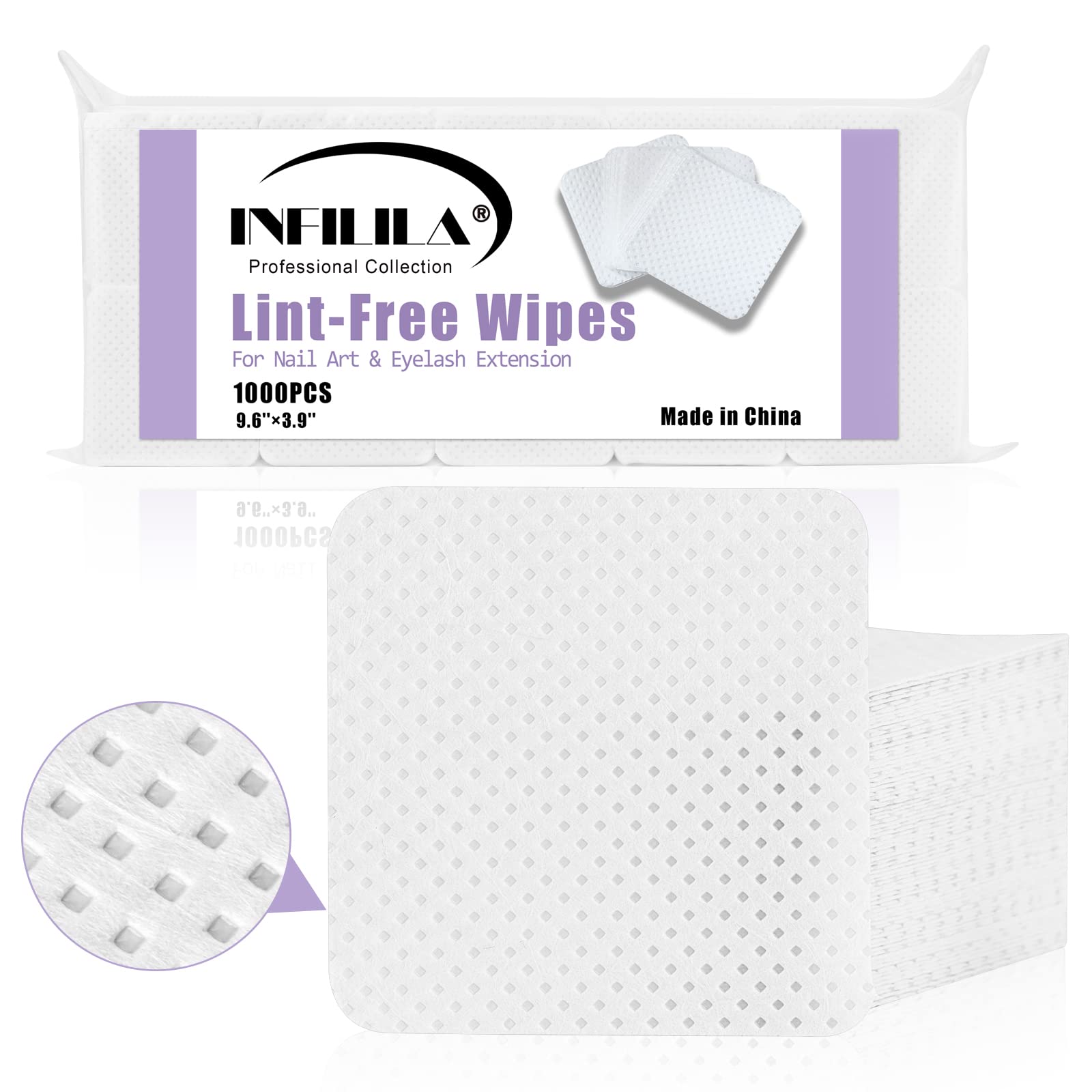 NXJ INFILILA lint-free nail wipes for gel polish prep and acetone removal.