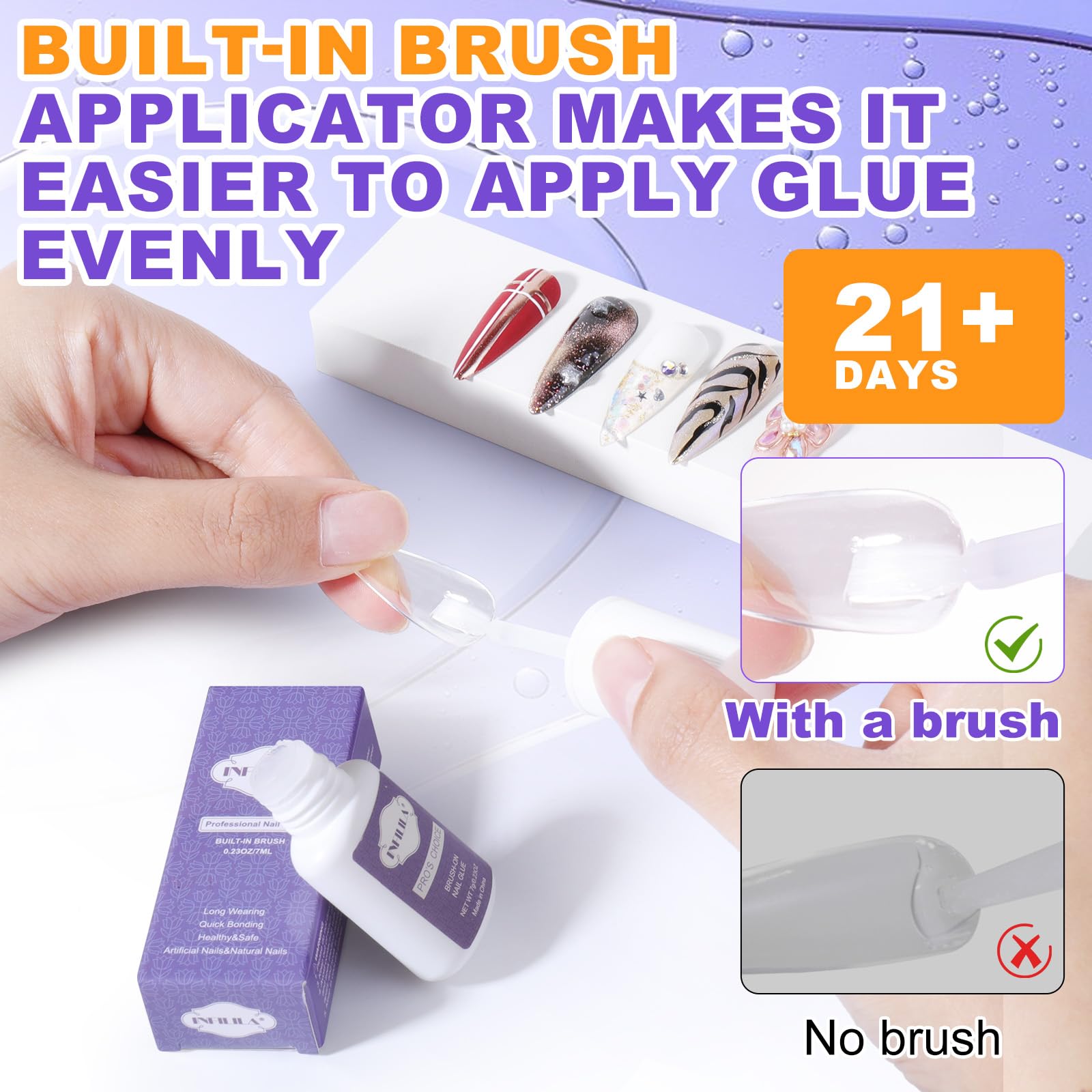 NXJ INFILILA low-odor, safe glue ideal for sensitive nails and home use.