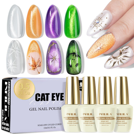 NXJ INFILILA magnetic cat eye silver gel polish bottle perfect for a chic fall manicure.
