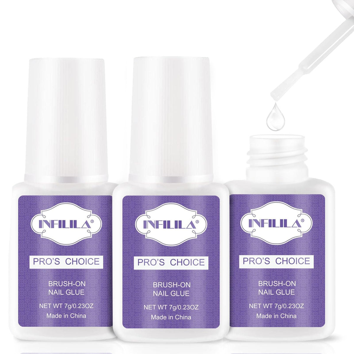NXJ INFILILA nail glue with precision brush for clean, controlled application and minimal mess.