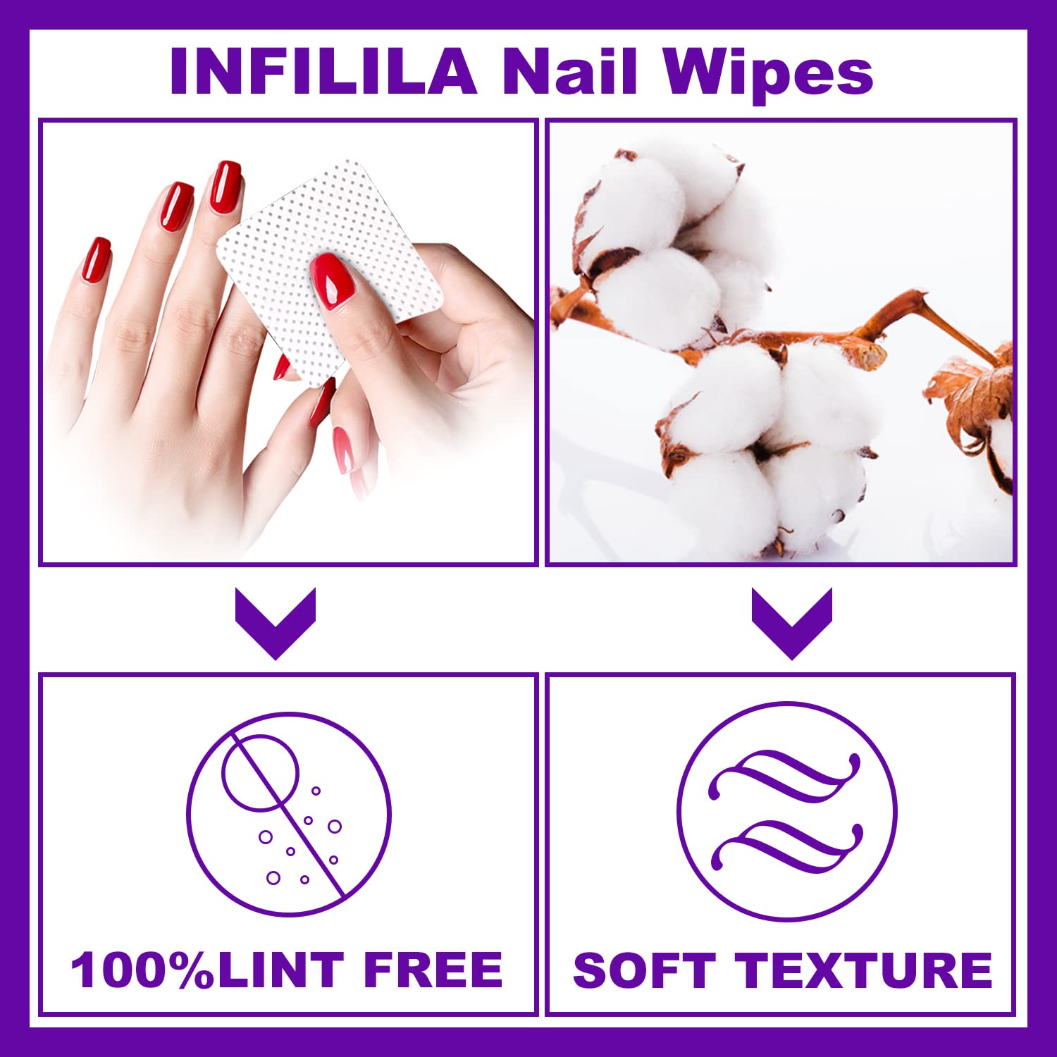 NXJ INFILILA salon wipes absorb acetone without shedding.