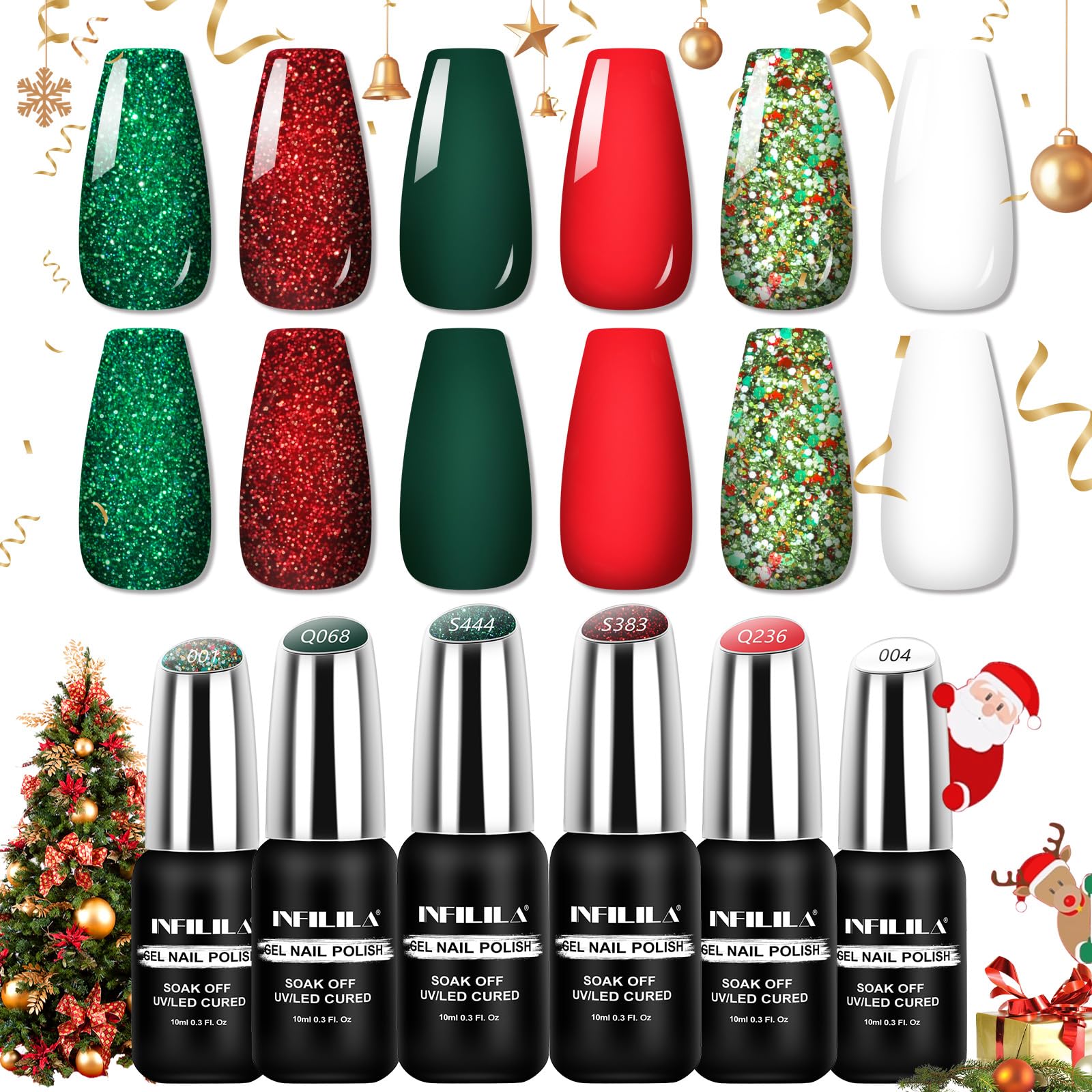 NXJ INFILILA sparkle green bottle for festive nails with long-lasting shine.