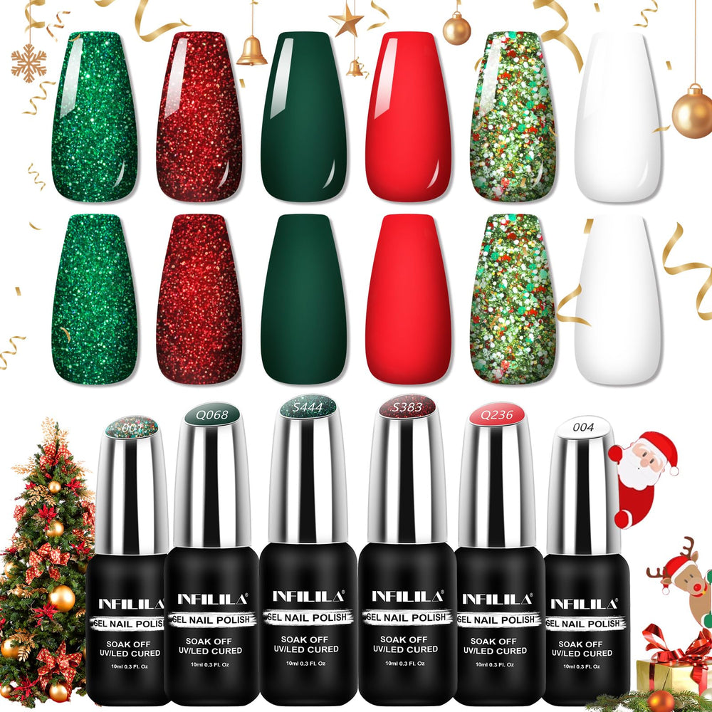 NXJ INFILILA sparkle green bottle for festive nails with long-lasting shine.