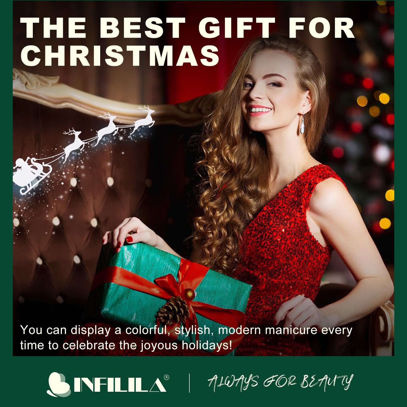 NXJ INFILILA sparkle red bottle ideal for holiday party manicure.